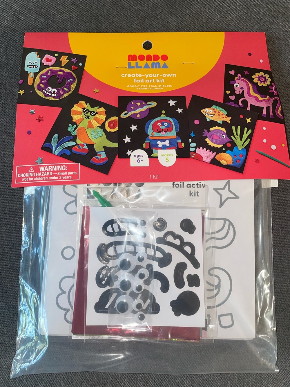 Mondo Llama Create-Your-Own Foil Art Kit - Bright Pink & Yellow Packaging
